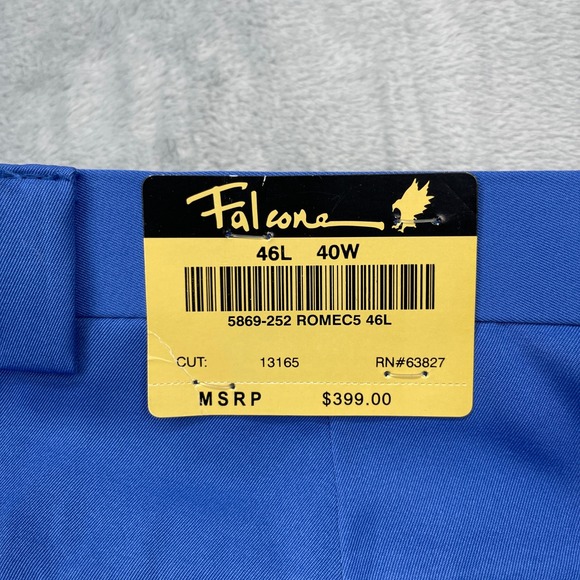 VTG Falcone Dress Pants Men's Size 40W 46L Blue Utility Press Polyester NEW - Picture 5 of 7